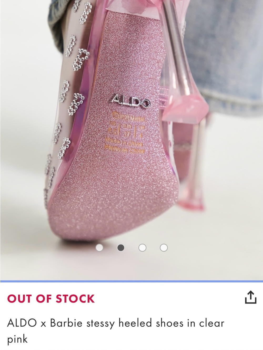ALDO X Barbie Barbietessy Stessy Clear Pink Heeled Shoes 7.5 NWT - Picture 13 of 13